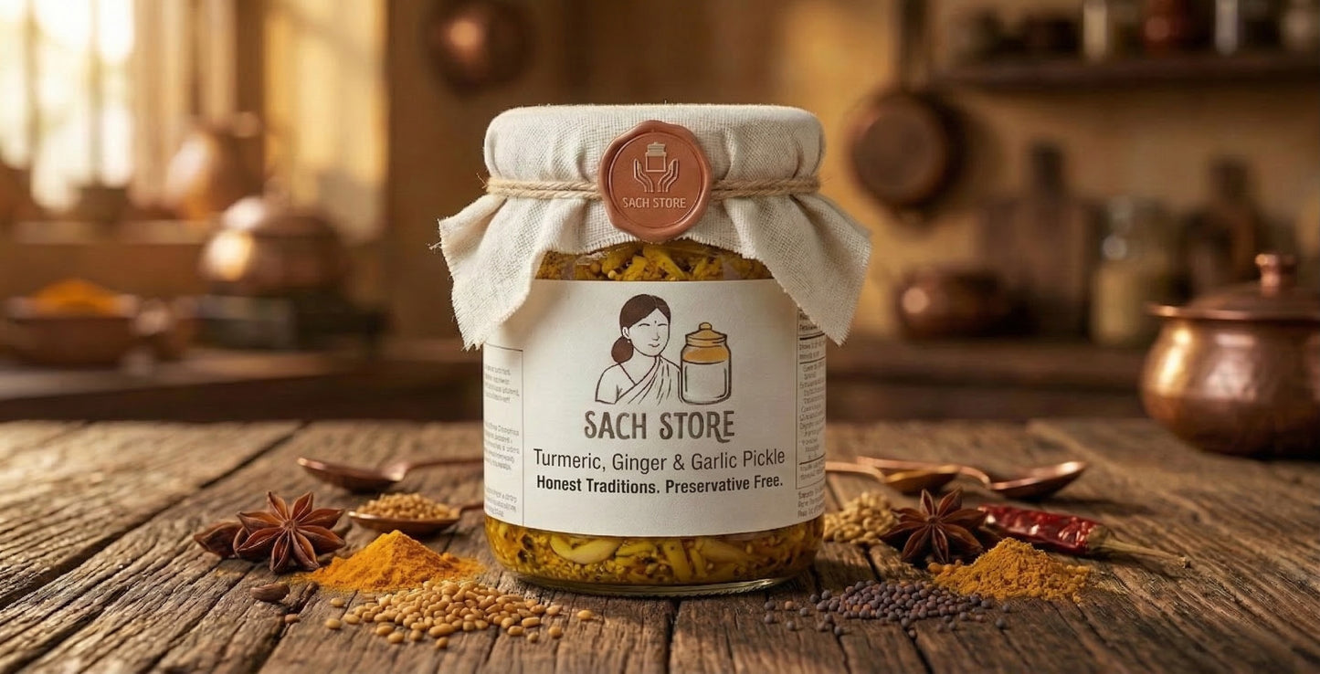 Haldi Garlic Ginger Pickle | Golden Achar