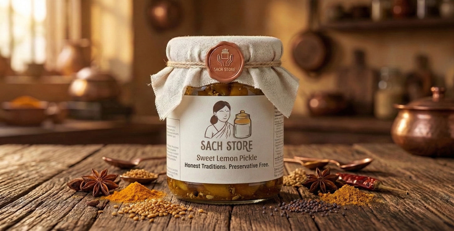 Khata Metha Nimbu Achar | Sweet Lemon Pickle