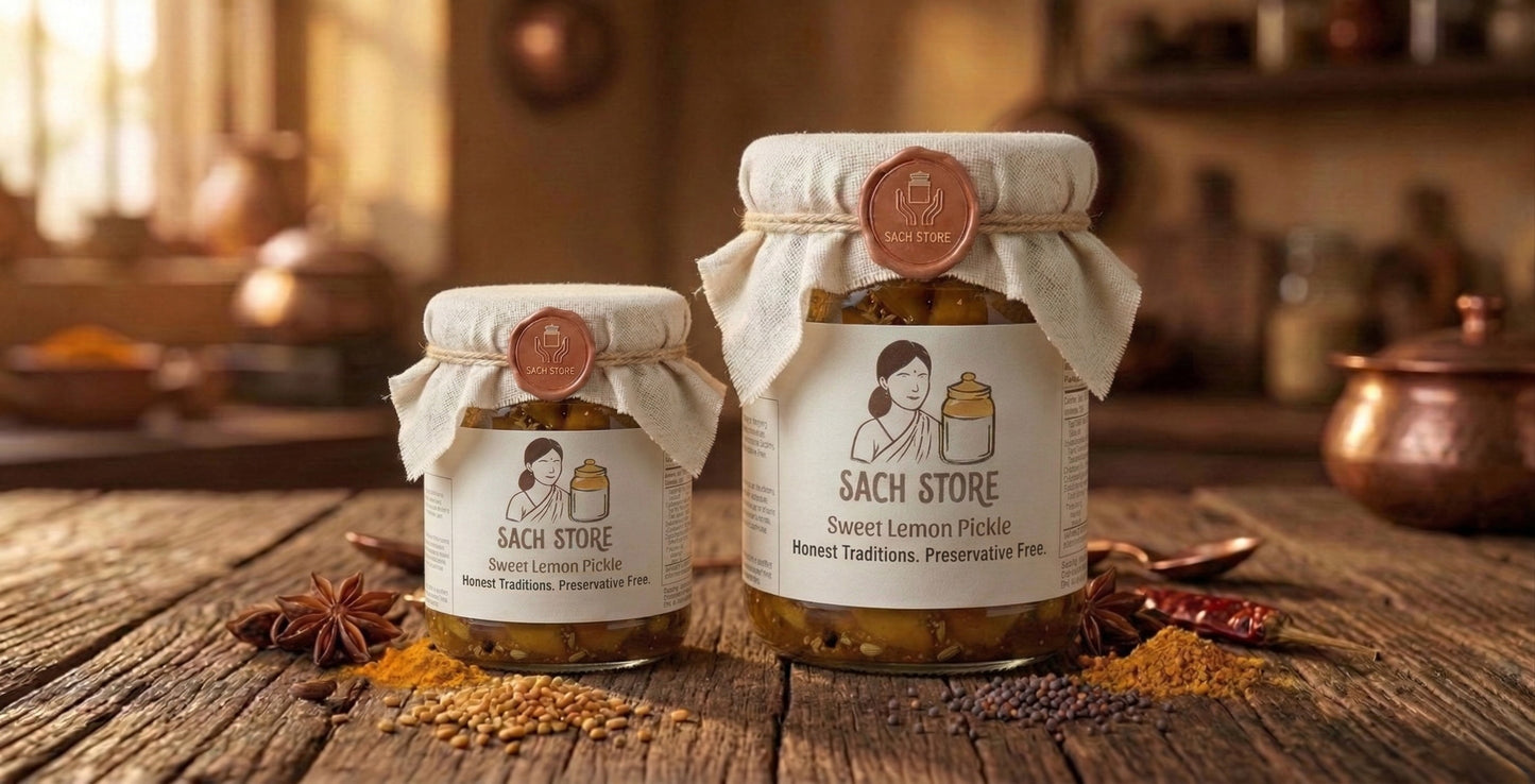 Khata Metha Nimbu Achar | Sweet Lemon Pickle